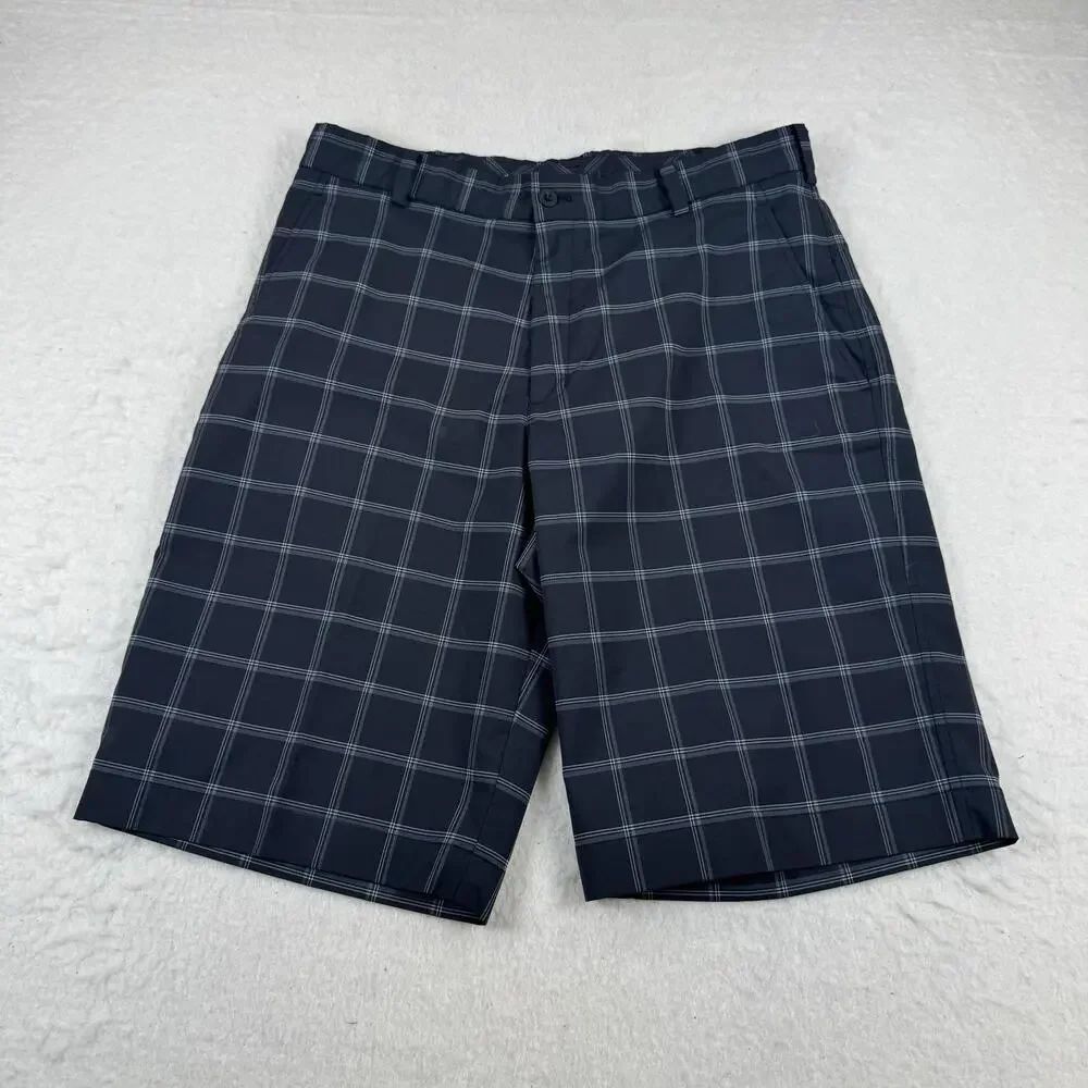Nike Golf Shorts Mens Size 32 Gray Plaid Stretch Lightweight Pockets Performance
